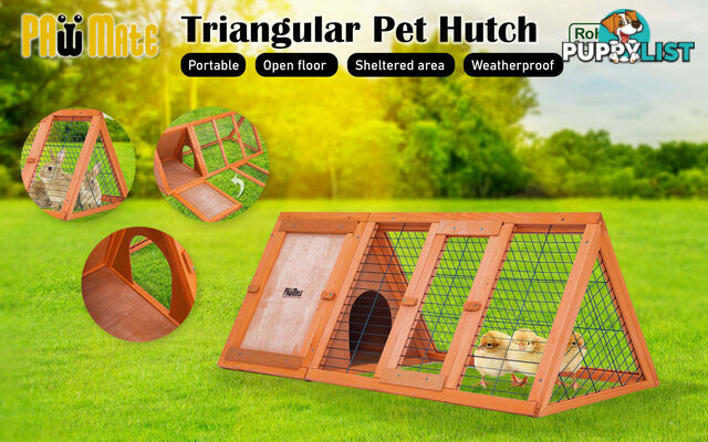 Rabbit Hutch Chicken Coop 118 x 50 x 45cm Triangle Cage Run Ester - V274-PET-RH1480S