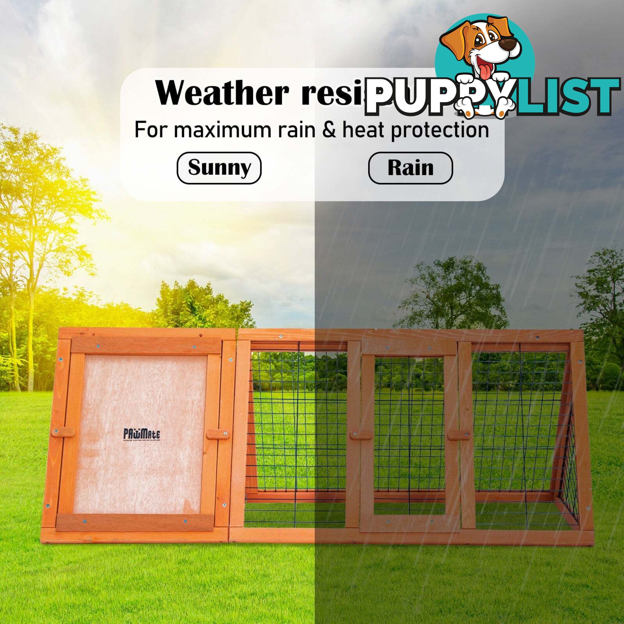 Rabbit Hutch Chicken Coop 118 x 50 x 45cm Triangle Cage Run Ester - V274-PET-RH1480S
