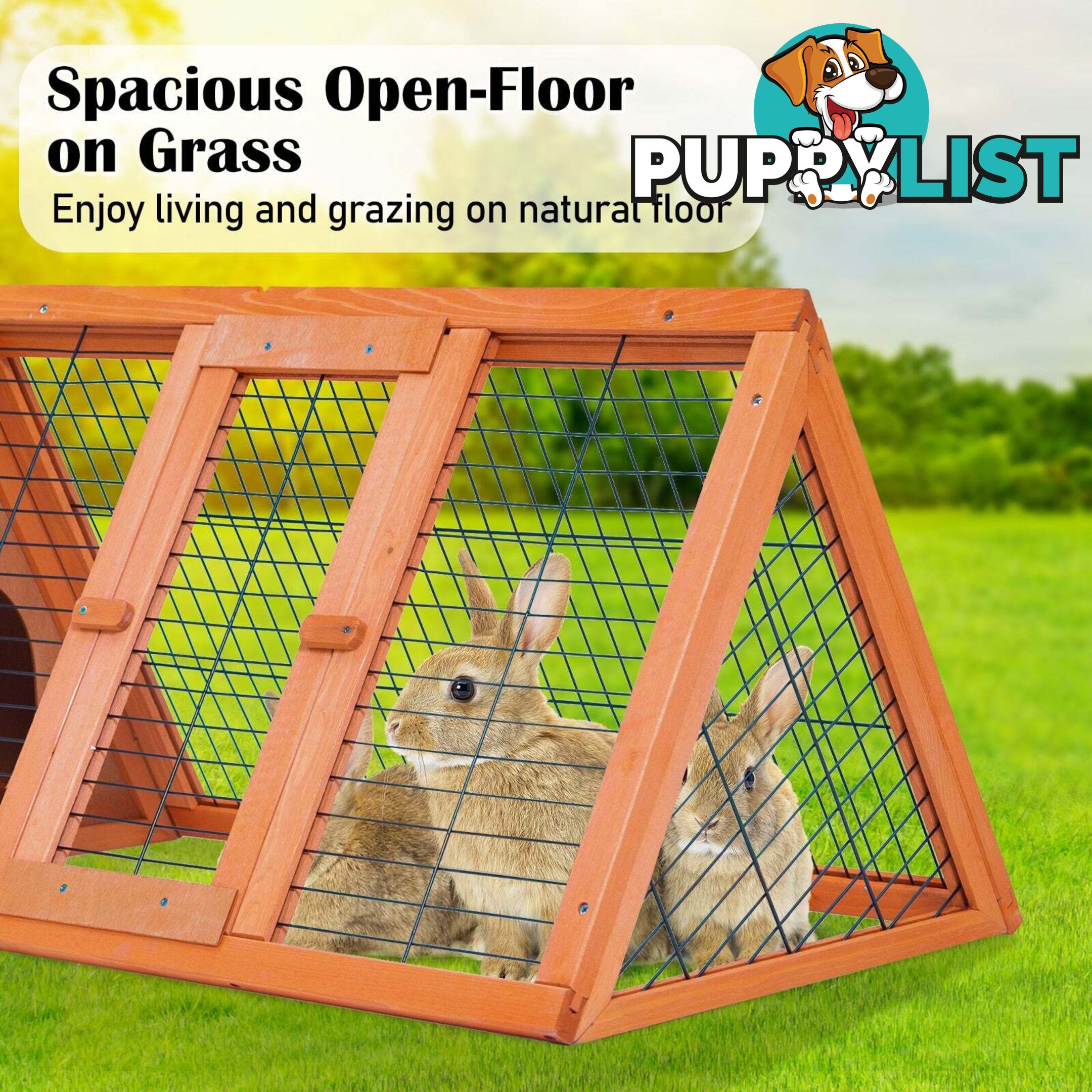 Rabbit Hutch Chicken Coop 118 x 50 x 45cm Triangle Cage Run Ester - V274-PET-RH1480S