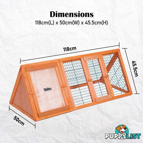 Rabbit Hutch Chicken Coop 118 x 50 x 45cm Triangle Cage Run Ester - V274-PET-RH1480S