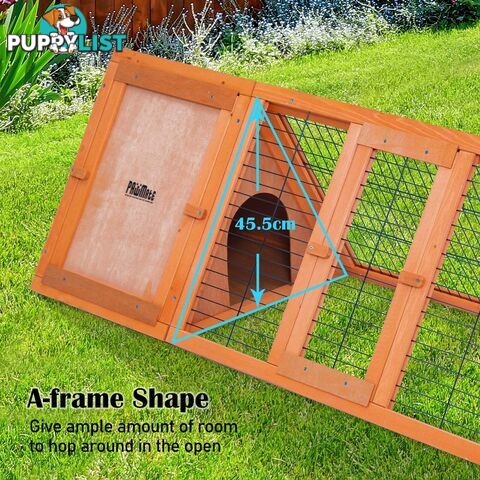 Rabbit Hutch Chicken Coop 118 x 50 x 45cm Triangle Cage Run Ester - V274-PET-RH1480S