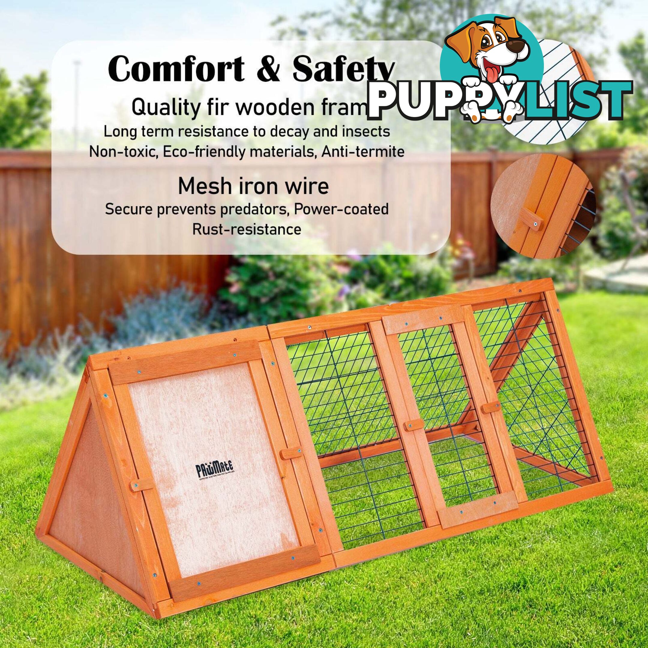 Rabbit Hutch Chicken Coop 118 x 50 x 45cm Triangle Cage Run Ester - V274-PET-RH1480S
