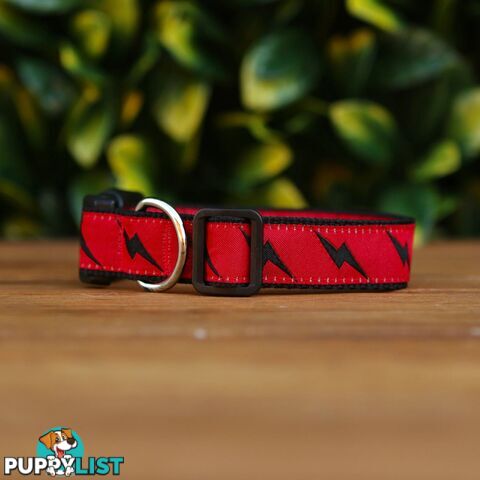 Lightning Bolt Dog Collar - Hand Made by The Bark Side - TBSLIGLYEL