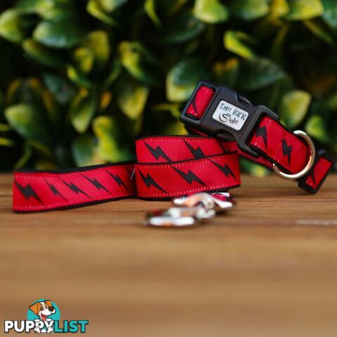 Lightning Bolt Dog Collar - Hand Made by The Bark Side - TBSLIGLYEL