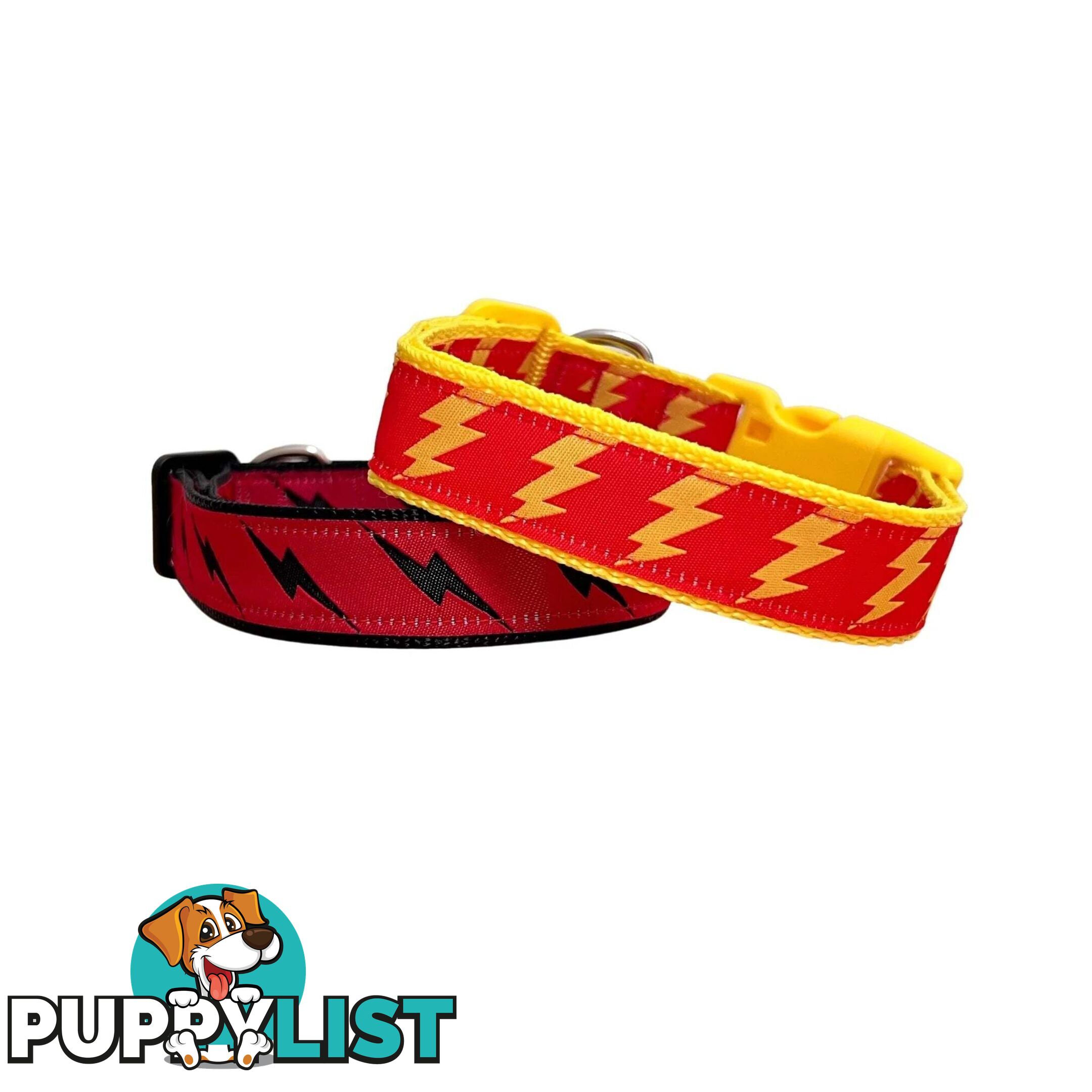 Lightning Bolt Dog Collar - Hand Made by The Bark Side - TBSLIGLYEL