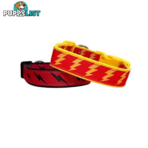 Lightning Bolt Dog Collar - Hand Made by The Bark Side - TBSLIGLYEL