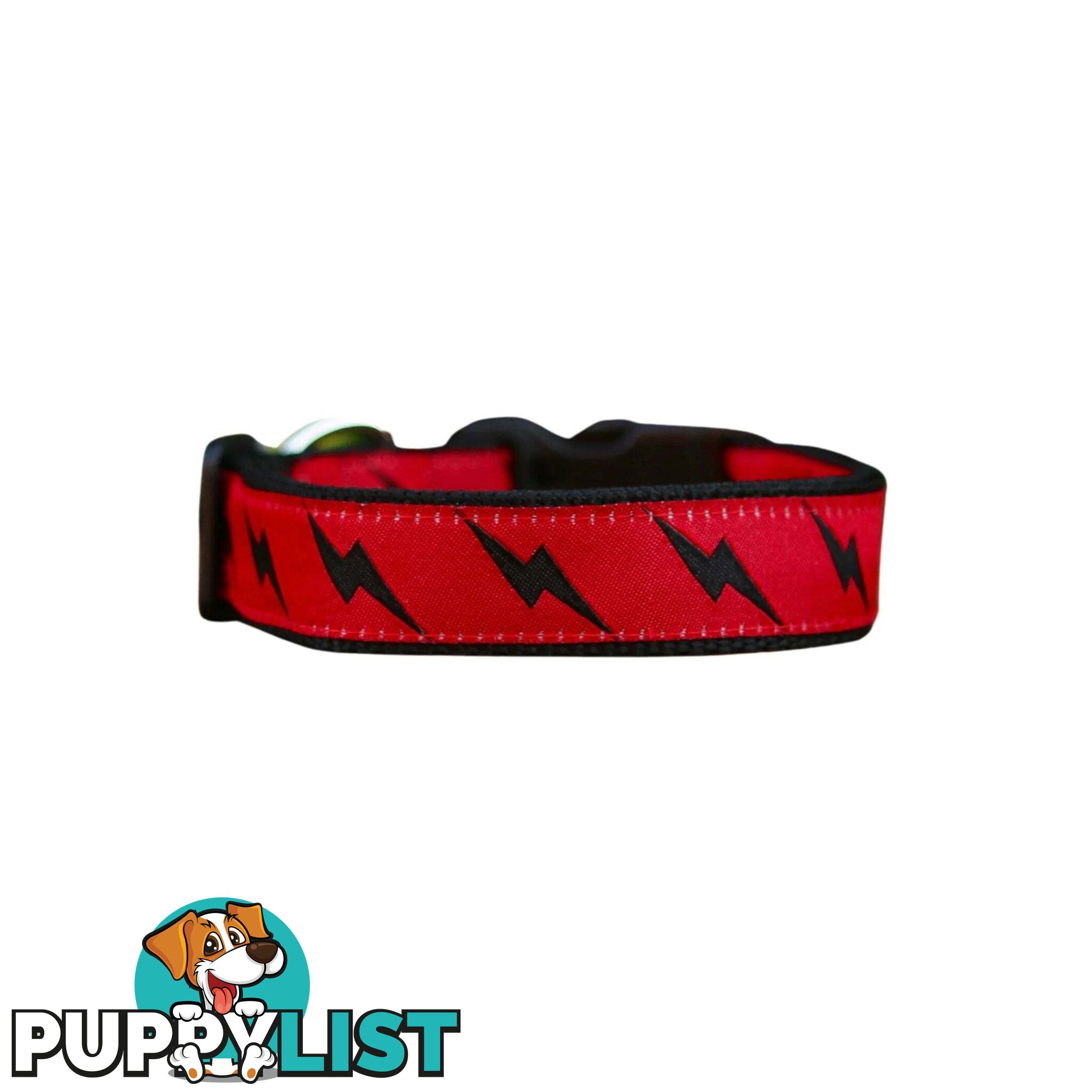Lightning Bolt Dog Collar - Hand Made by The Bark Side - TBSLIGLYEL