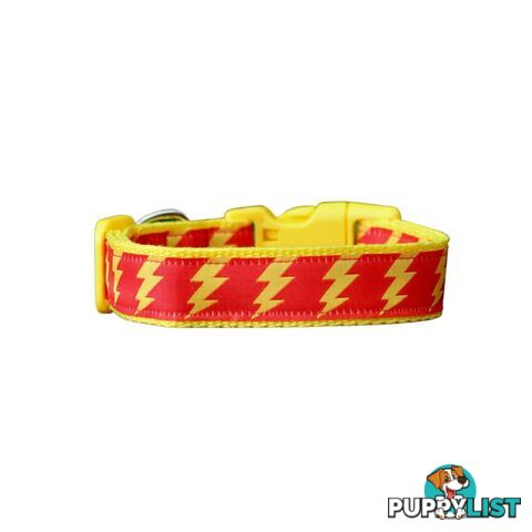 Lightning Bolt Dog Collar - Hand Made by The Bark Side - TBSLIGLYEL