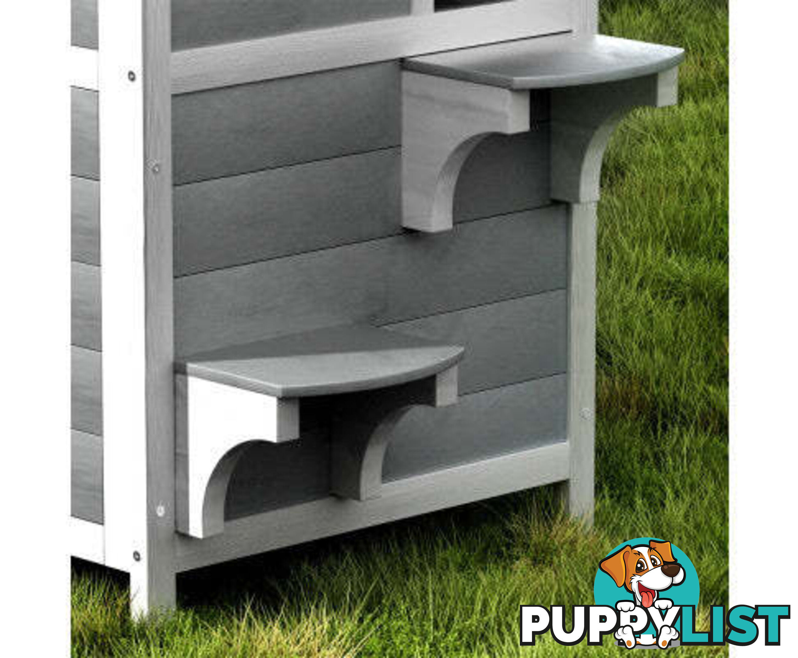 i.Pet Cat House Outdoor Shelter 56cm x 52cm x 82cm Rabbit Hutch Wooden Condo Small Dog Pet Enclosure - PET-CH-81-GR
