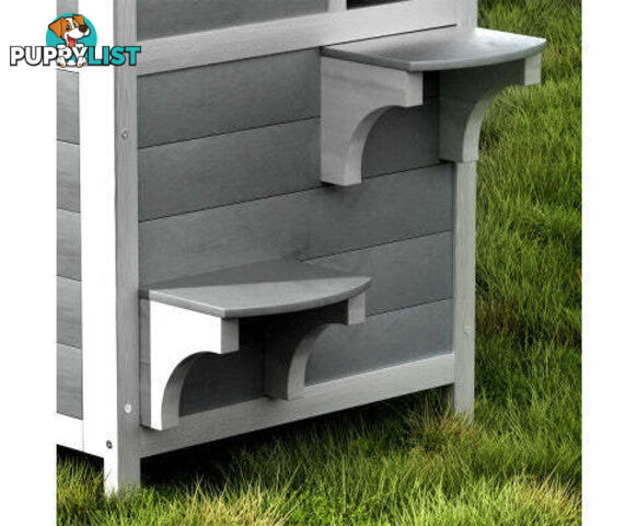 i.Pet Cat House Outdoor Shelter 56cm x 52cm x 82cm Rabbit Hutch Wooden Condo Small Dog Pet Enclosure - PET-CH-81-GR