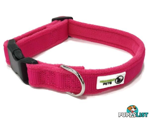 100% Pure Bamboo Fibre w/Fleece Lining Dog Collar Plastic Buckle - Moondidley Pets - MDPCOLFLELPNK