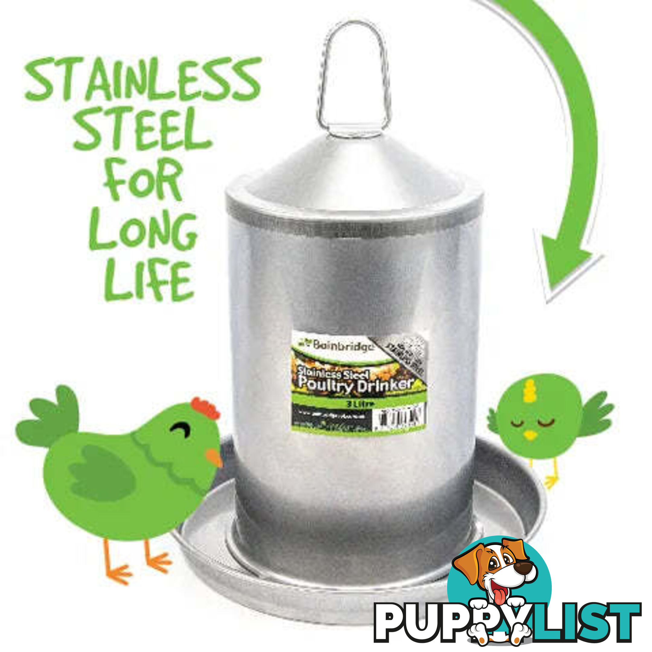 STAINLESS STEEL POULTRY DRINKER - BAINBRIDGE - BB-A8052