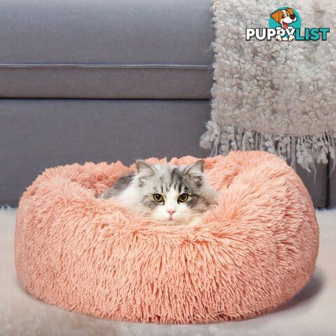 Pet Bed Cat Dog Donut Nest Calming Deep Sleeping Pink - WB-JC1058-S-PK