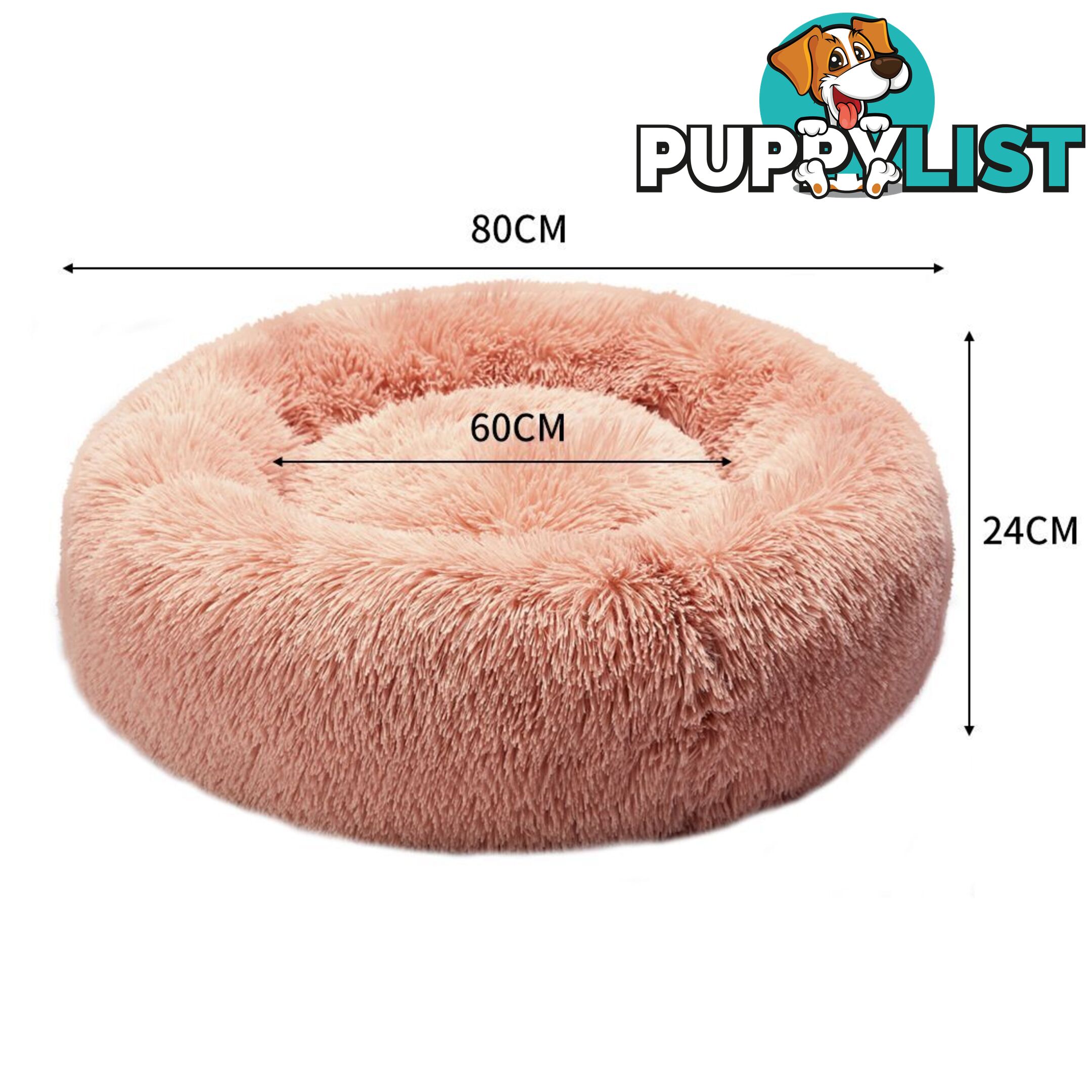 Pet Bed Cat Dog Donut Nest Calming Deep Sleeping Pink - WB-JC1058-S-PK
