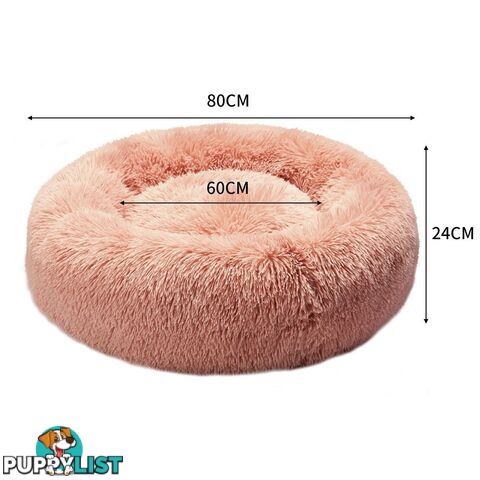 Pet Bed Cat Dog Donut Nest Calming Deep Sleeping Pink - WB-JC1058-S-PK