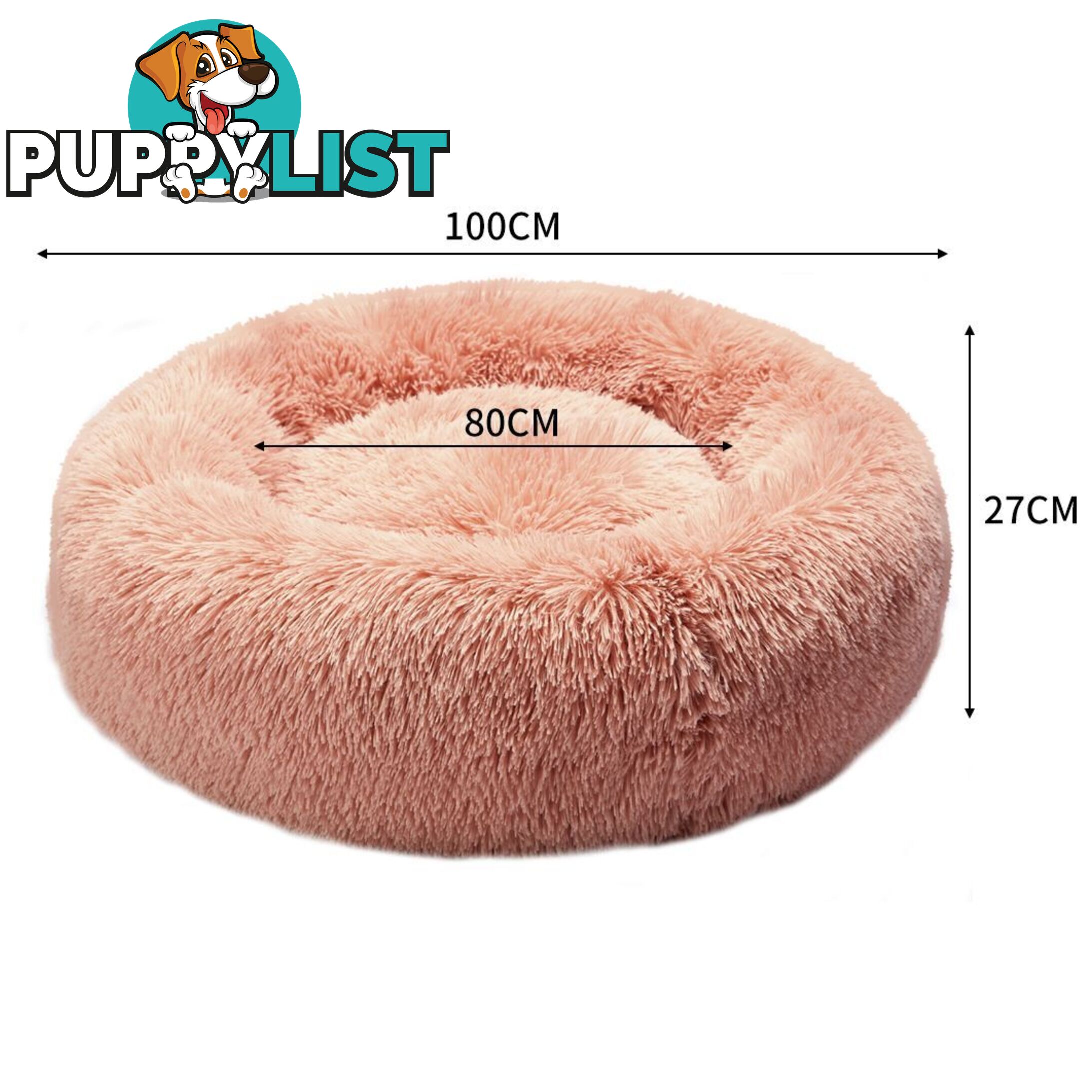 Pet Bed Cat Dog Donut Nest Calming Deep Sleeping Pink - WB-JC1058-S-PK