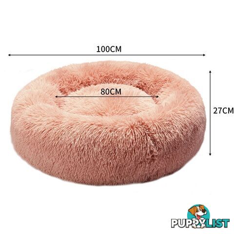 Pet Bed Cat Dog Donut Nest Calming Deep Sleeping Pink - WB-JC1058-S-PK