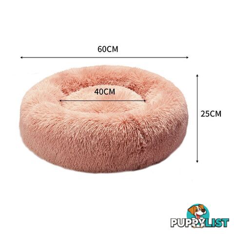Pet Bed Cat Dog Donut Nest Calming Deep Sleeping Pink - WB-JC1058-S-PK