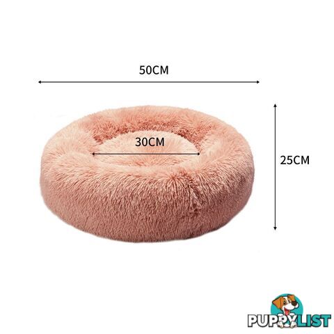 Pet Bed Cat Dog Donut Nest Calming Deep Sleeping Pink - WB-JC1058-S-PK