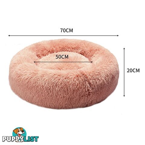 Pet Bed Cat Dog Donut Nest Calming Deep Sleeping Pink - WB-JC1058-S-PK