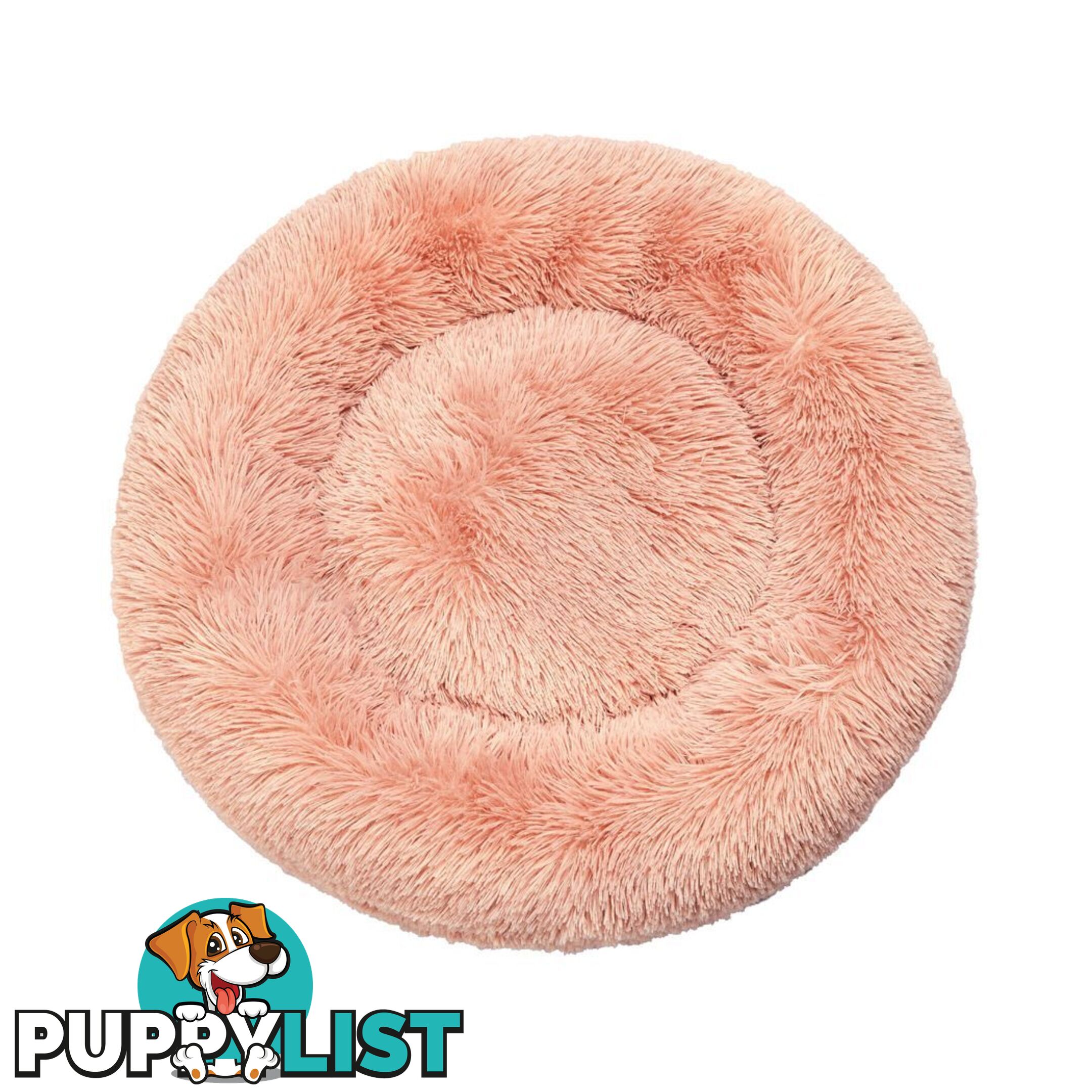 Pet Bed Cat Dog Donut Nest Calming Deep Sleeping Pink - WB-JC1058-S-PK
