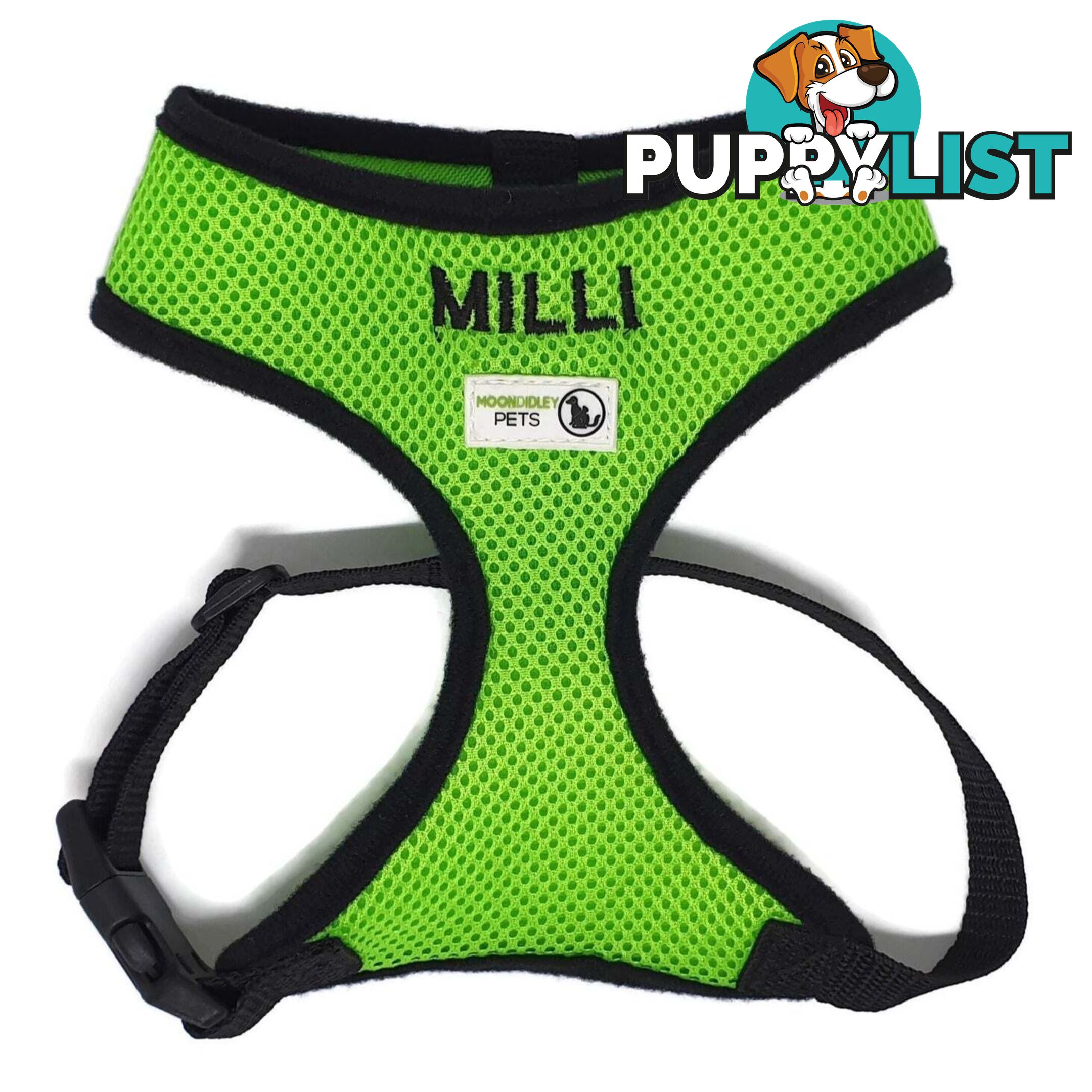 Doggie ID Harness Soft Air Mesh Personalised Embroidered - GC-HAR-ID-PNK-M
