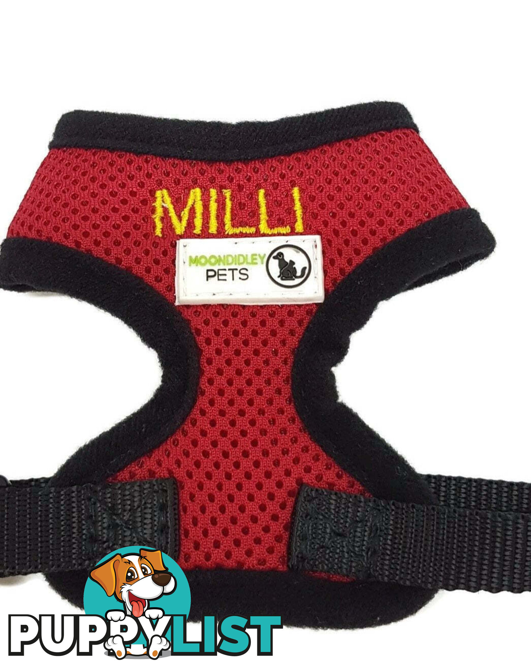 Doggie ID Harness Soft Air Mesh Personalised Embroidered - GC-HAR-ID-PNK-M