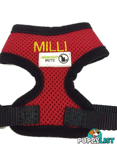 Doggie ID Harness Soft Air Mesh Personalised Embroidered - GC-HAR-ID-PNK-M