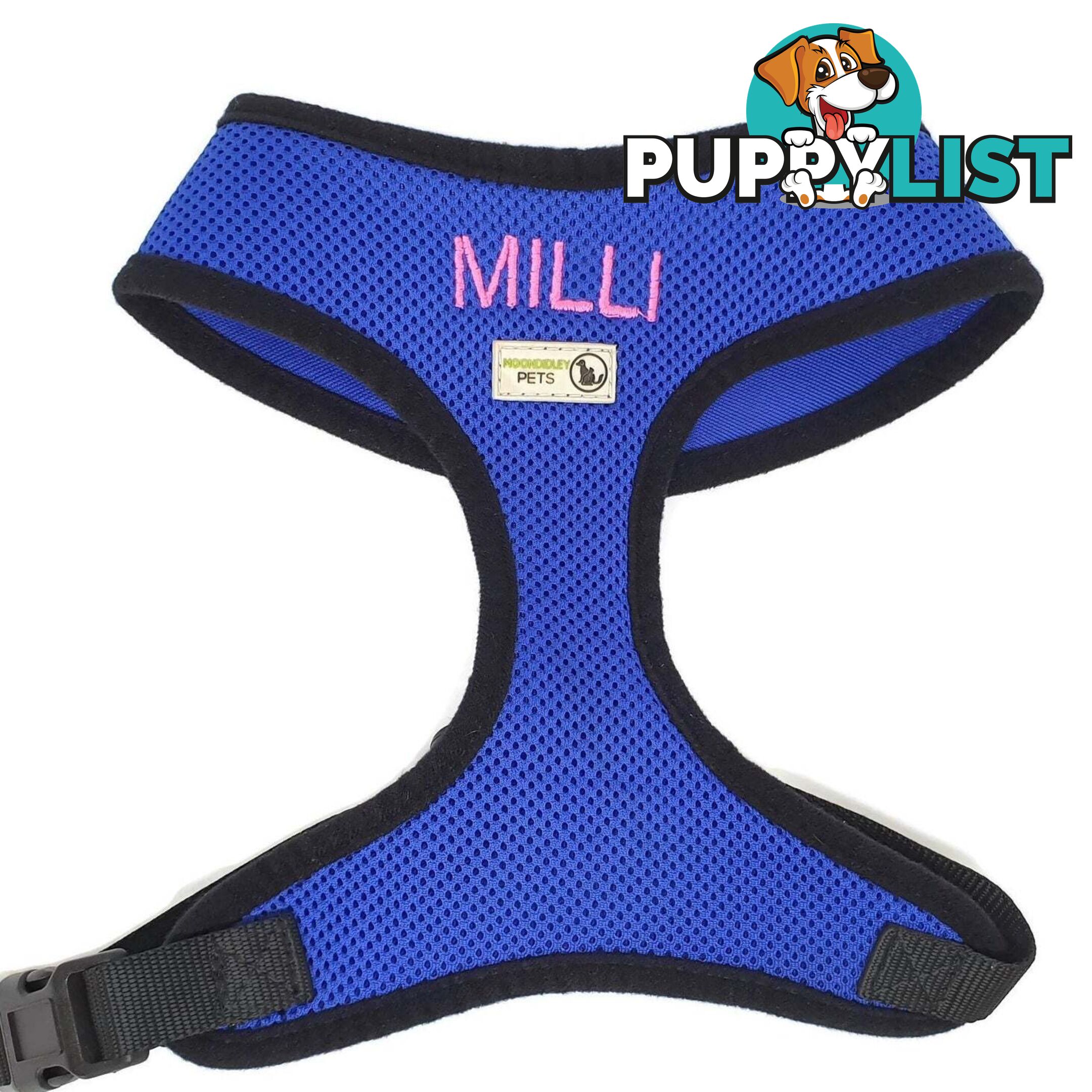 Doggie ID Harness Soft Air Mesh Personalised Embroidered - GC-HAR-ID-PNK-M