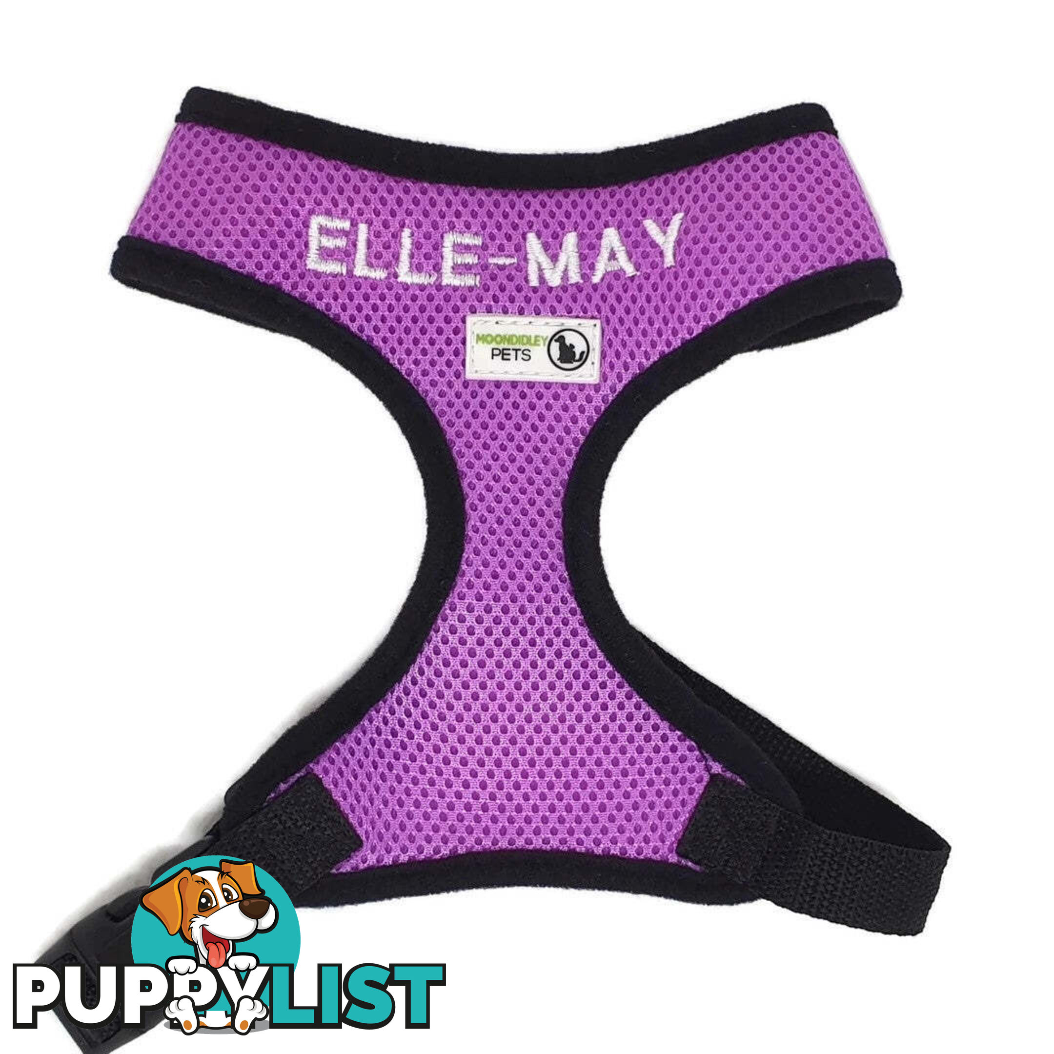 Doggie ID Harness Soft Air Mesh Personalised Embroidered - GC-HAR-ID-PNK-M