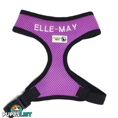 Doggie ID Harness Soft Air Mesh Personalised Embroidered - GC-HAR-ID-PNK-M