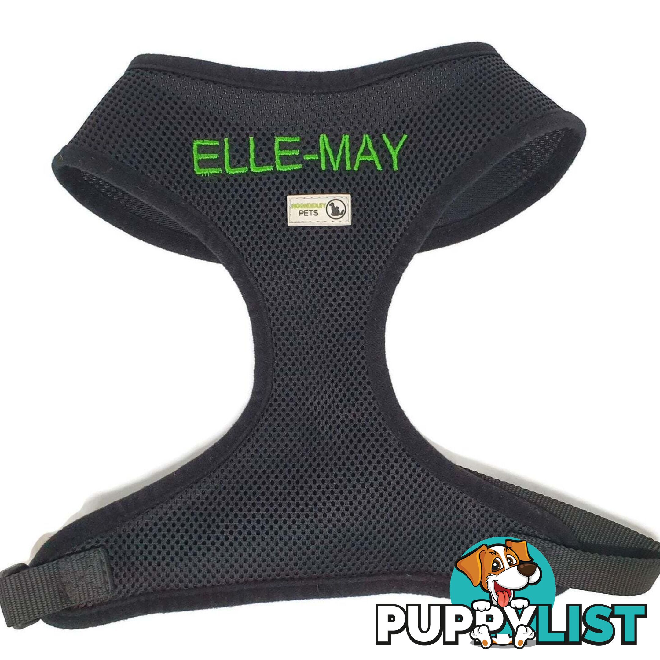 Doggie ID Harness Soft Air Mesh Personalised Embroidered - GC-HAR-ID-PNK-M