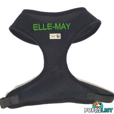 Doggie ID Harness Soft Air Mesh Personalised Embroidered - GC-HAR-ID-PNK-M