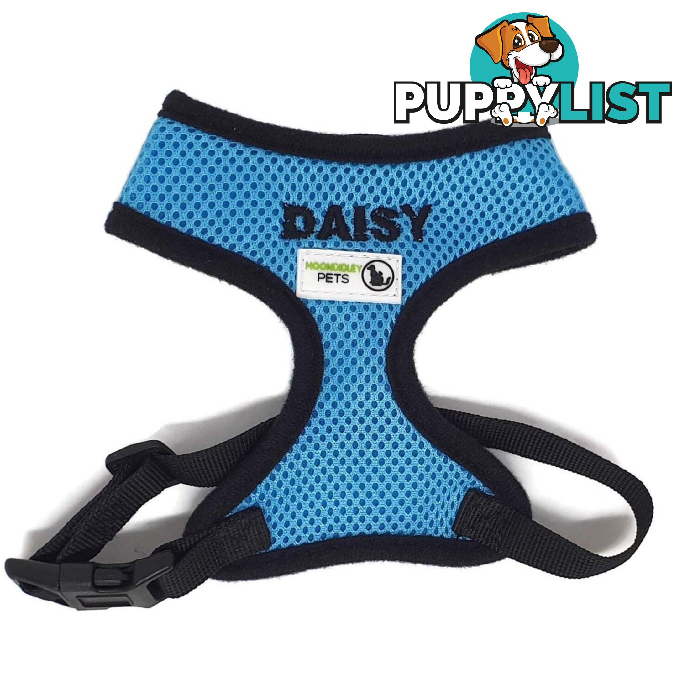 Doggie ID Harness Soft Air Mesh Personalised Embroidered - GC-HAR-ID-PNK-M