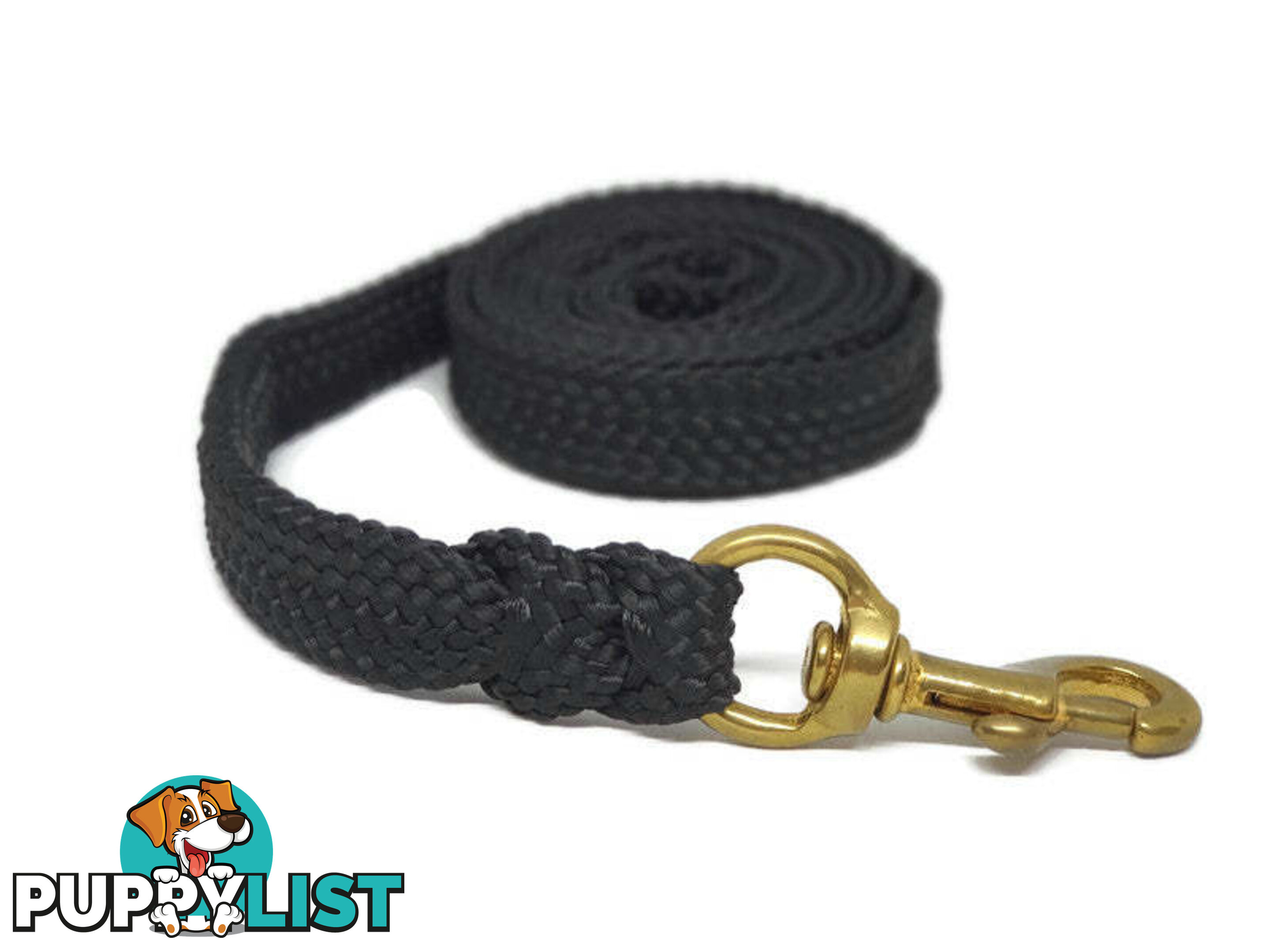 1.8m to 10m Long Dog Lead No Stitching Tough Yarnix 20mm Wide - YNXLD205SSBLK