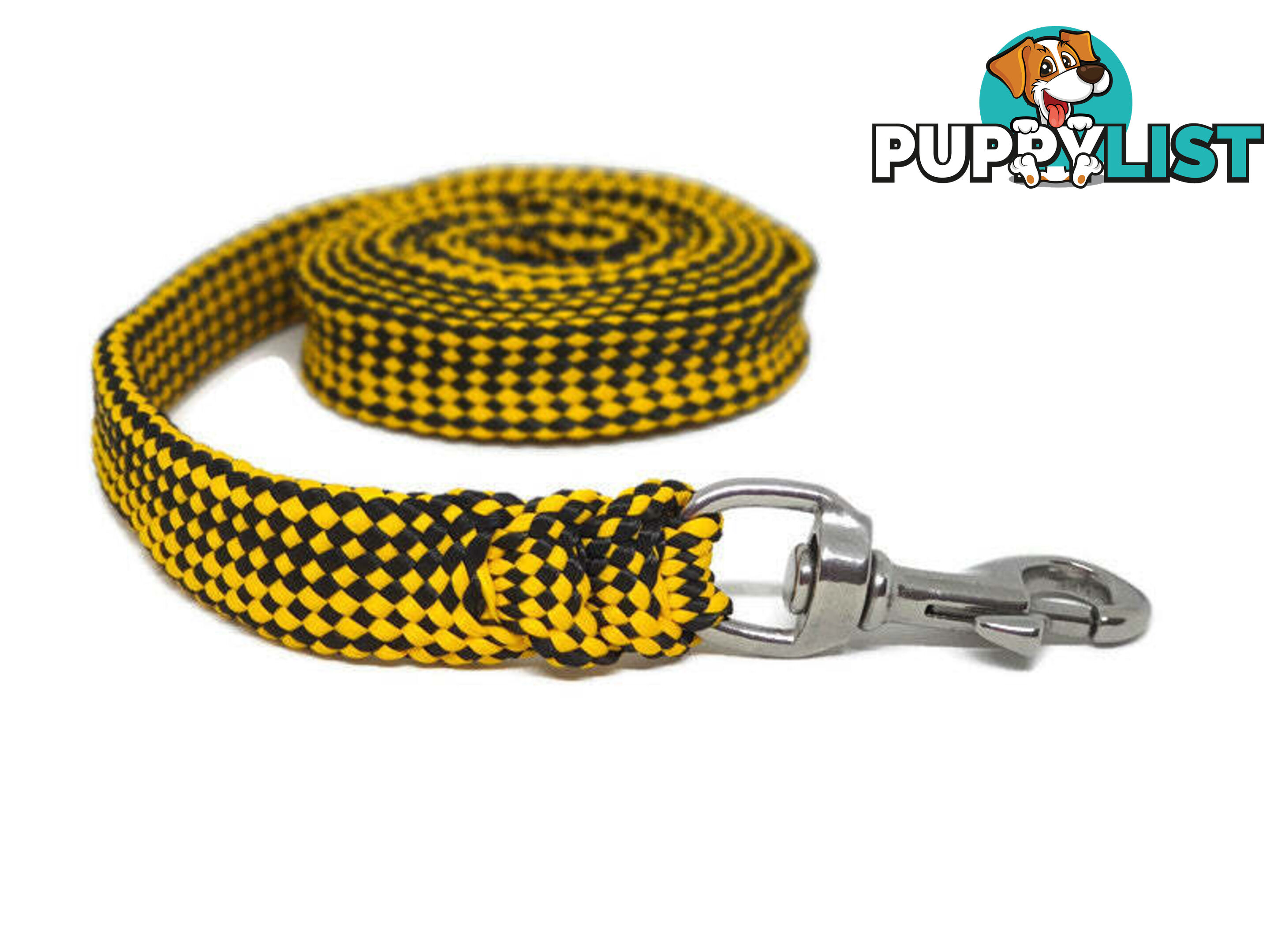 1.8m to 10m Long Dog Lead No Stitching Tough Yarnix 20mm Wide - YNXLD205SSBLK