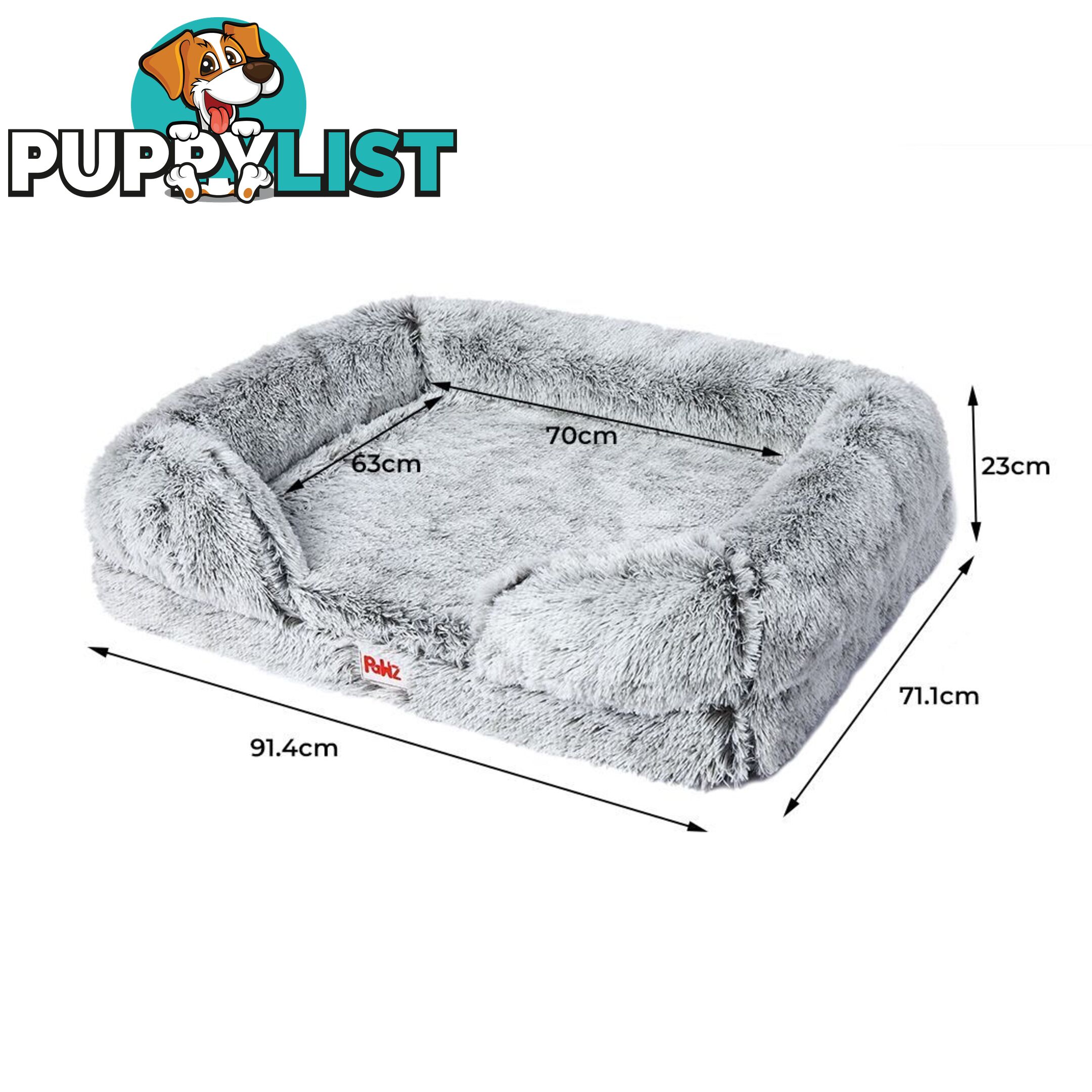 PaWz Pet Bed Orthopedic Sofa Dog Beds Bedding Soft Warm Mat Mattress Cushion - WB-PT1048-S-GY