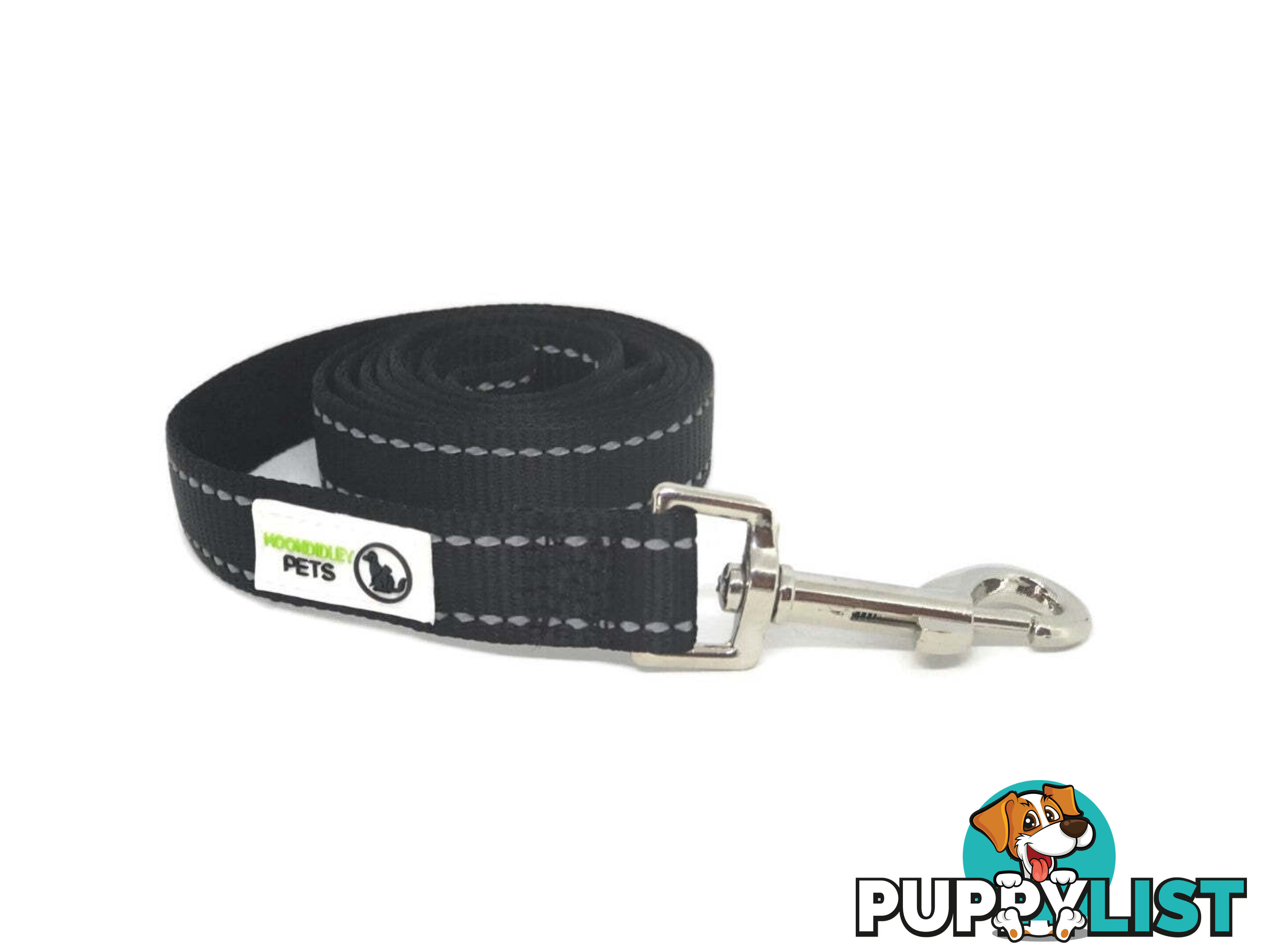1.8m Nylon w/Reflective Stitching Dog Lead - Moondidley Pets - MDPLDREFGRN201.8