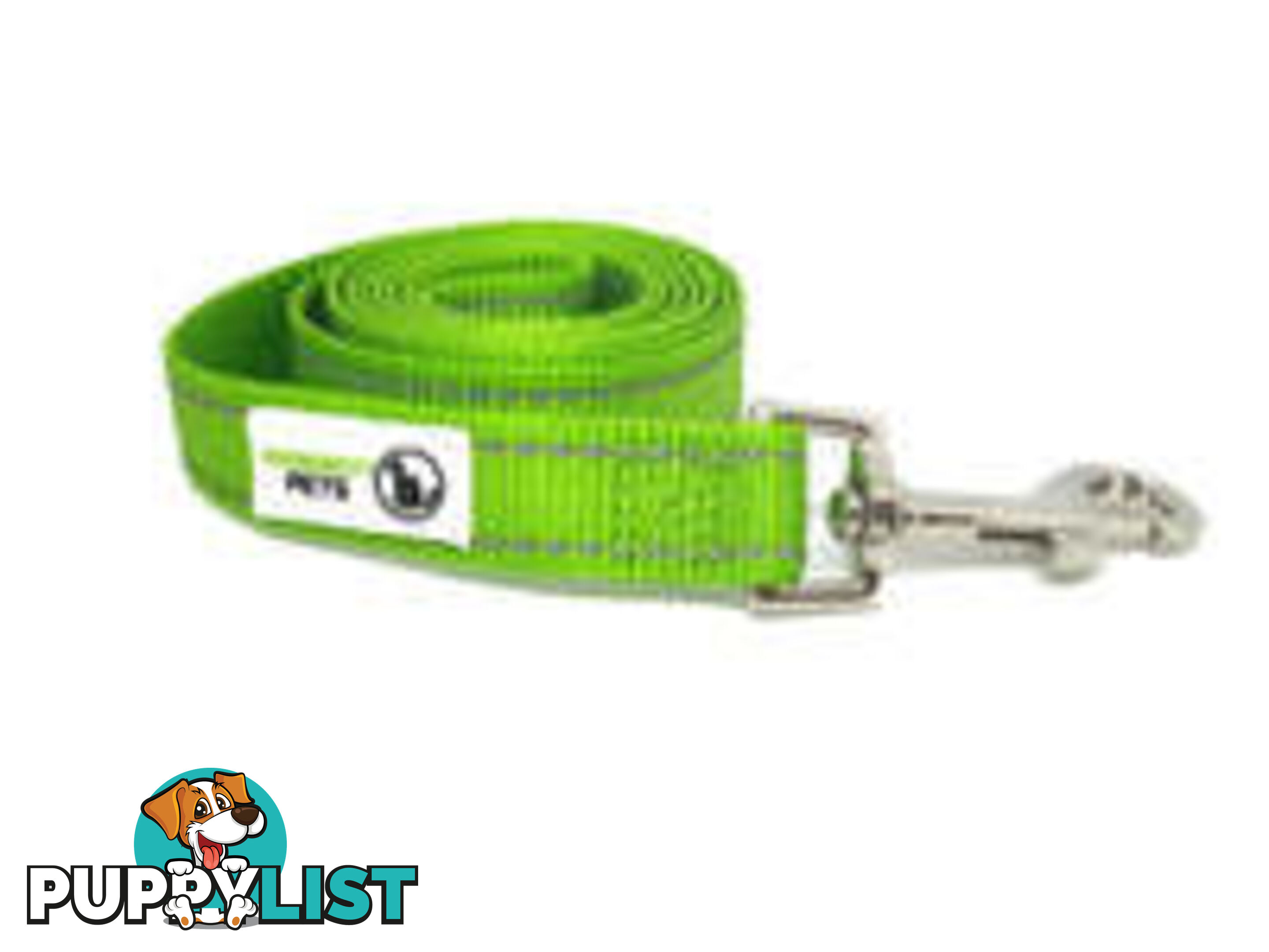 1.8m Nylon w/Reflective Stitching Dog Lead - Moondidley Pets - MDPLDREFGRN201.8