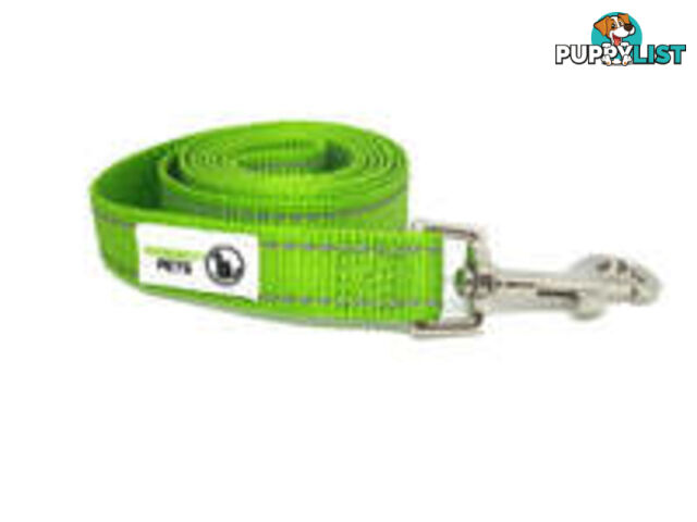 1.8m Nylon w/Reflective Stitching Dog Lead - Moondidley Pets - MDPLDREFGRN201.8