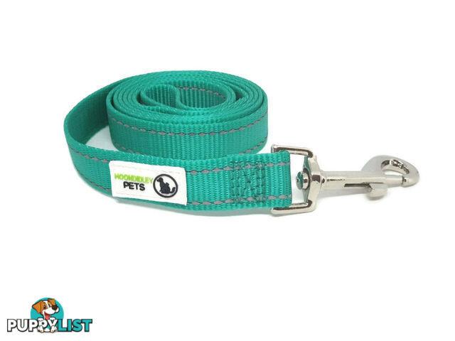 1.8m Nylon w/Reflective Stitching Dog Lead - Moondidley Pets - MDPLDREFGRN201.8