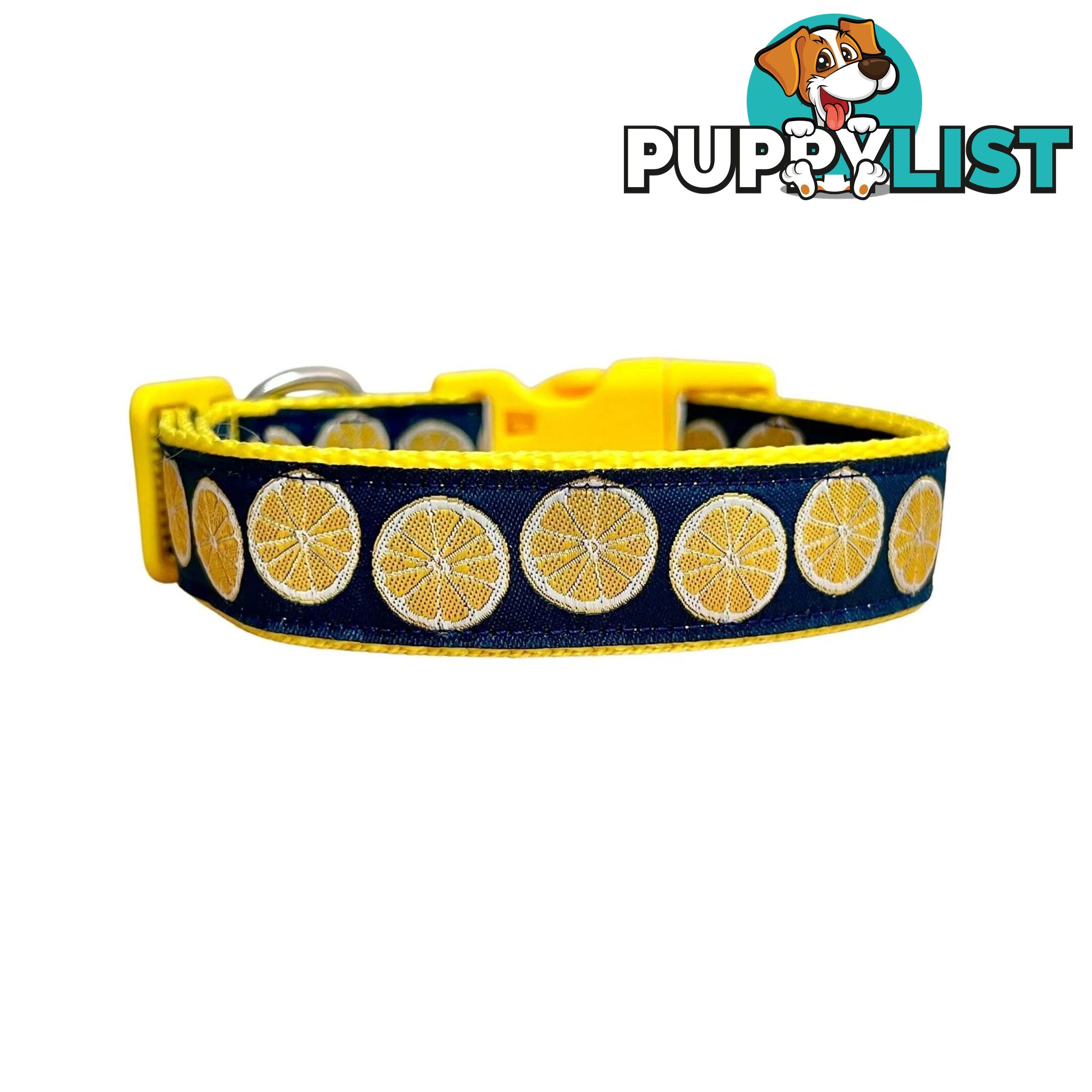Lemon Dog Collar / XS - L - Hand Made by The Bark Side - TBSLEMXS