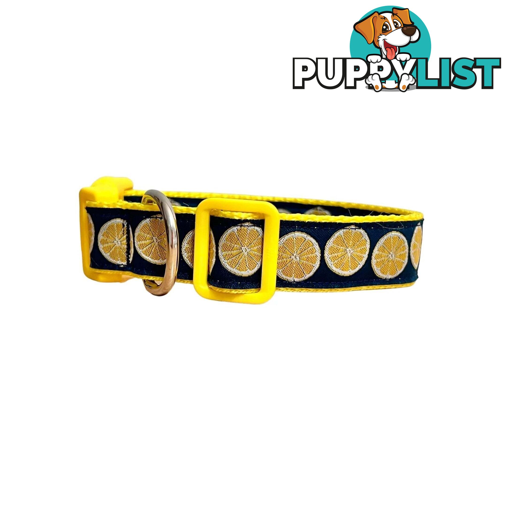 Lemon Dog Collar / XS - L - Hand Made by The Bark Side - TBSLEMXS