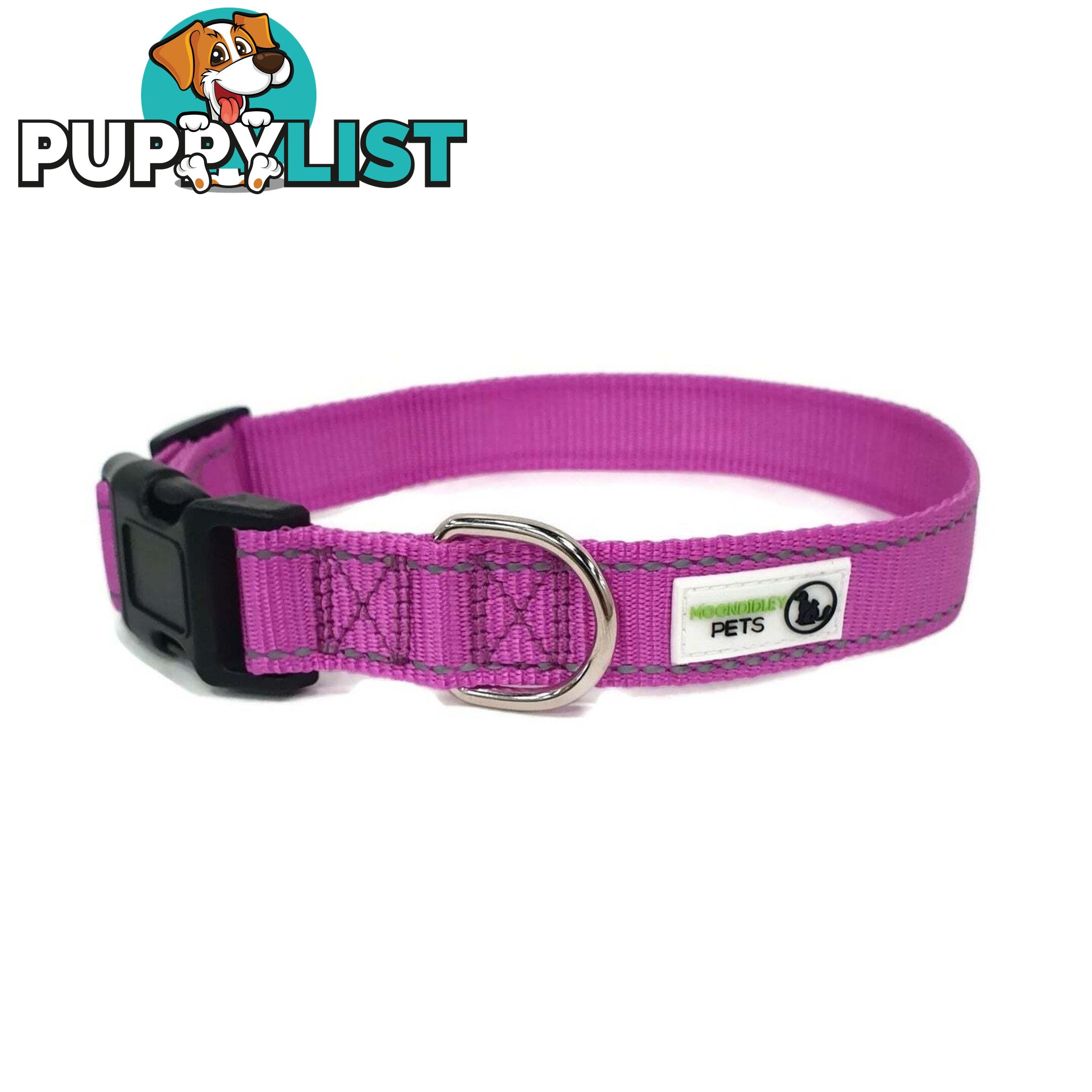 Nylon w/Reflective Stitching Dog Collar - Moondidley Pets - MDPCOLREFXSPUR