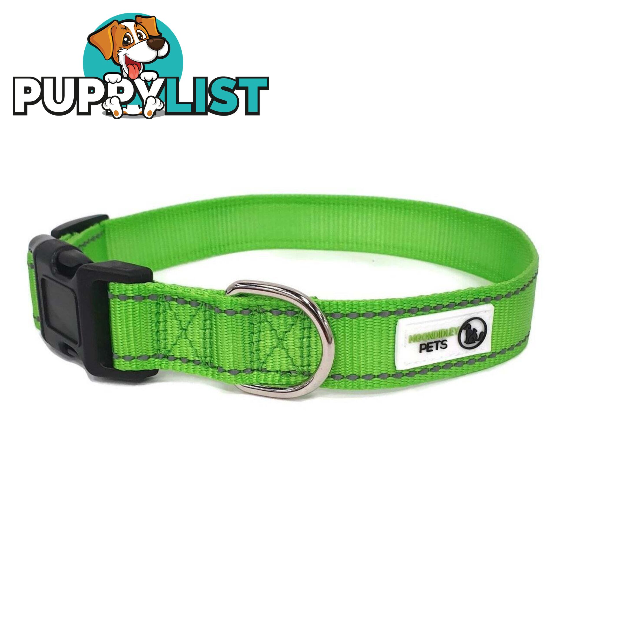Nylon w/Reflective Stitching Dog Collar - Moondidley Pets - MDPCOLREFXSPUR
