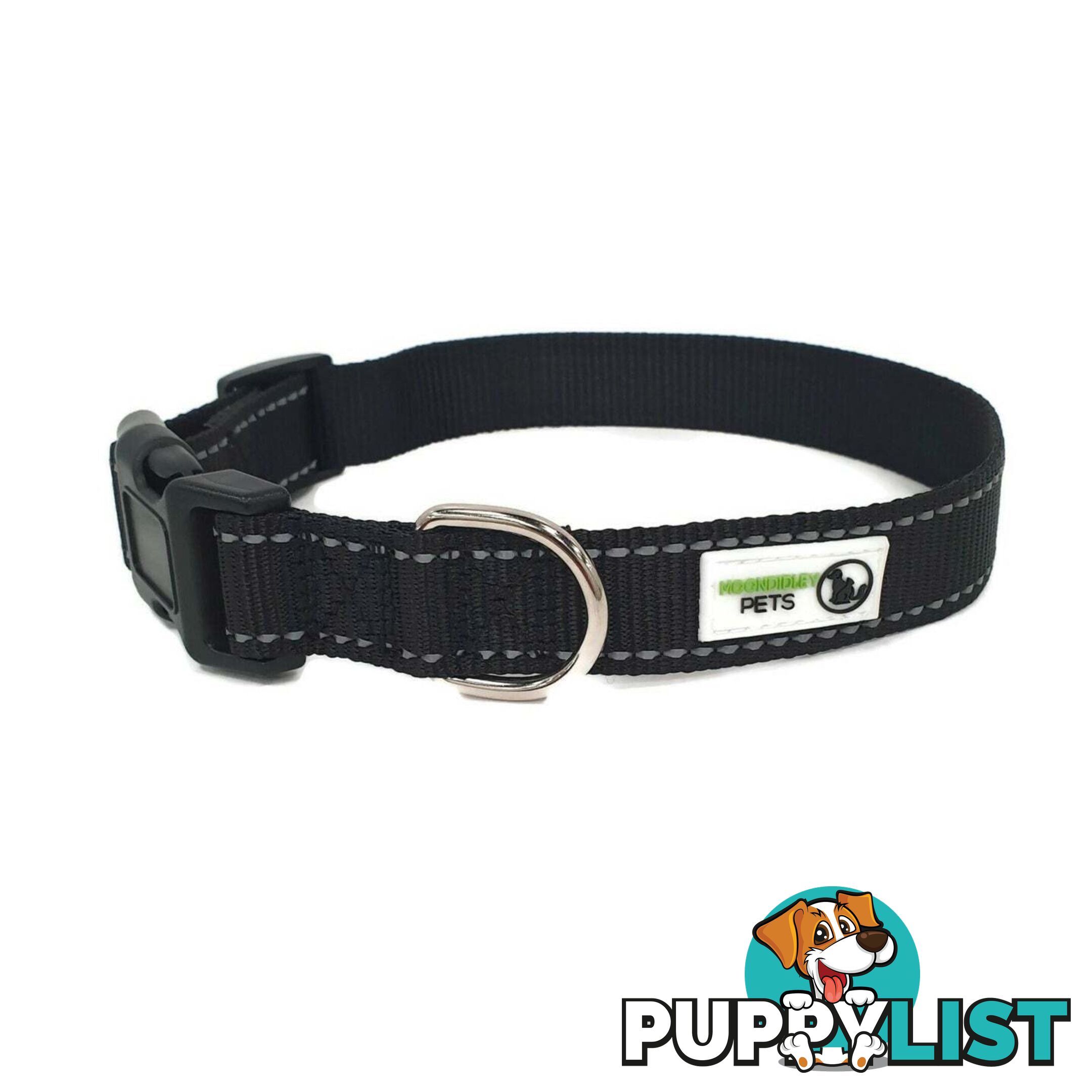 Nylon w/Reflective Stitching Dog Collar - Moondidley Pets - MDPCOLREFXSPUR
