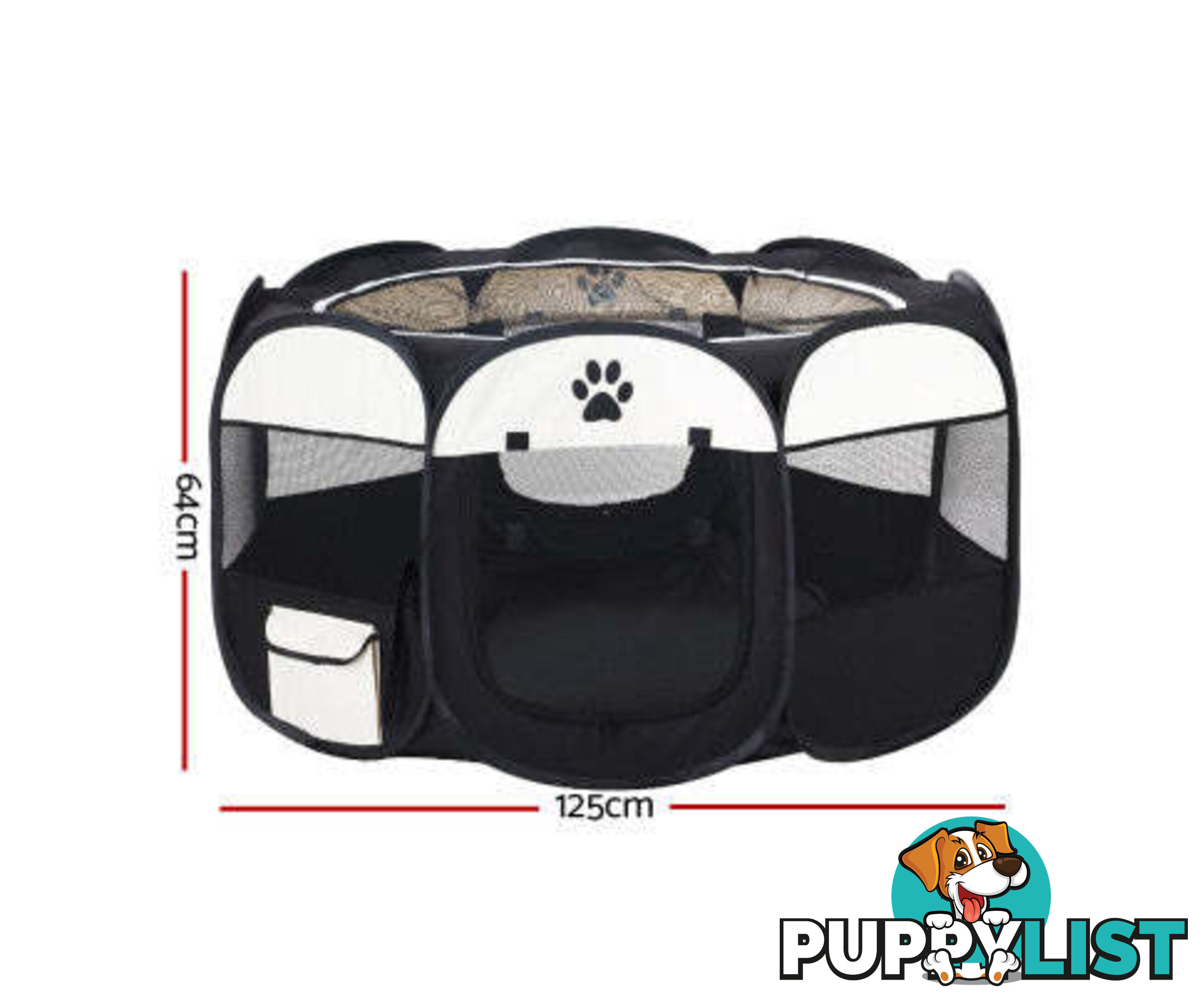 i.Pet Pet Dog Playpen Enclosure Crate 8 Panel Play Pen Tent Bag Fence Puppy - PET-DOGPLAYPEN-CL-3XL-BK