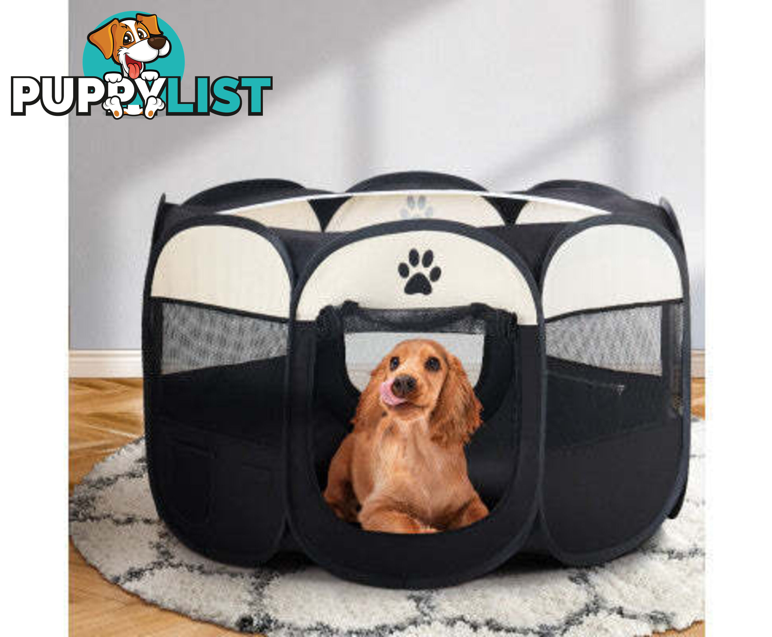 i.Pet Pet Dog Playpen Enclosure Crate 8 Panel Play Pen Tent Bag Fence Puppy - PET-DOGPLAYPEN-CL-3XL-BK