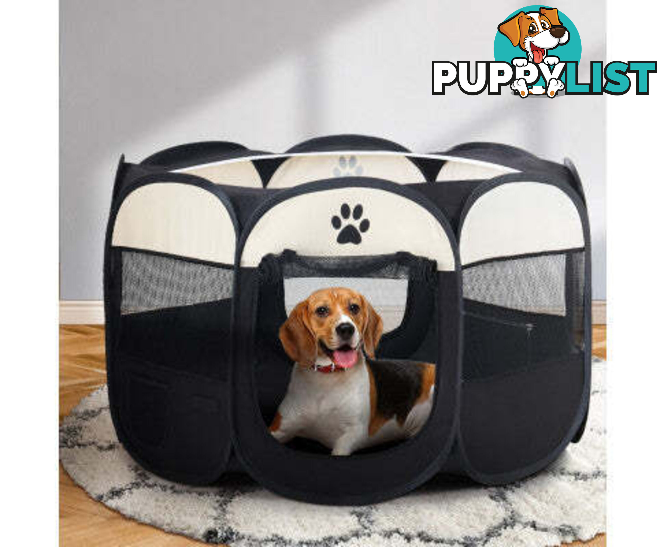 i.Pet Pet Dog Playpen Enclosure Crate 8 Panel Play Pen Tent Bag Fence Puppy - PET-DOGPLAYPEN-CL-3XL-BK