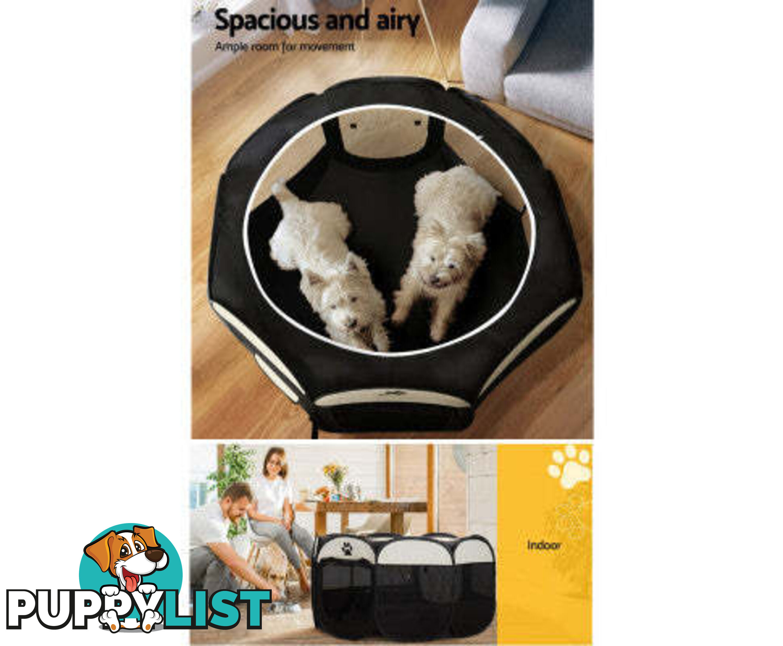 i.Pet Pet Dog Playpen Enclosure Crate 8 Panel Play Pen Tent Bag Fence Puppy - PET-DOGPLAYPEN-CL-3XL-BK